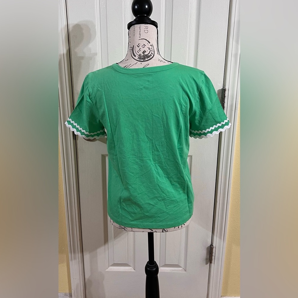 NWOT- Lilly Pulitzer Green Clairmont Ric Rac Trimmed Knit Top - Picture 5 of 7